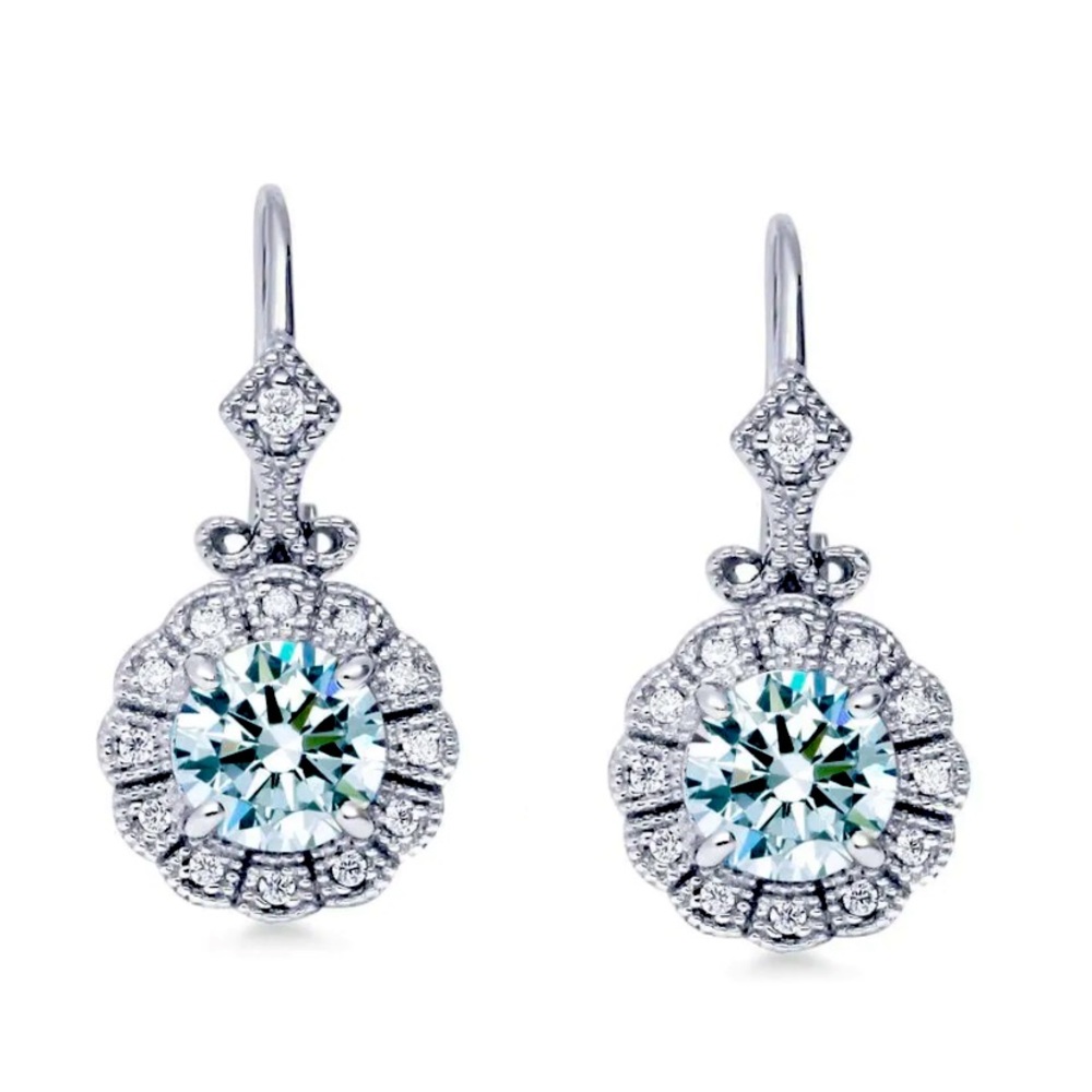 2.15 Ct Vvs1+-Ice Blue White Moissanite pure Sterling Silver Wedding Earrings